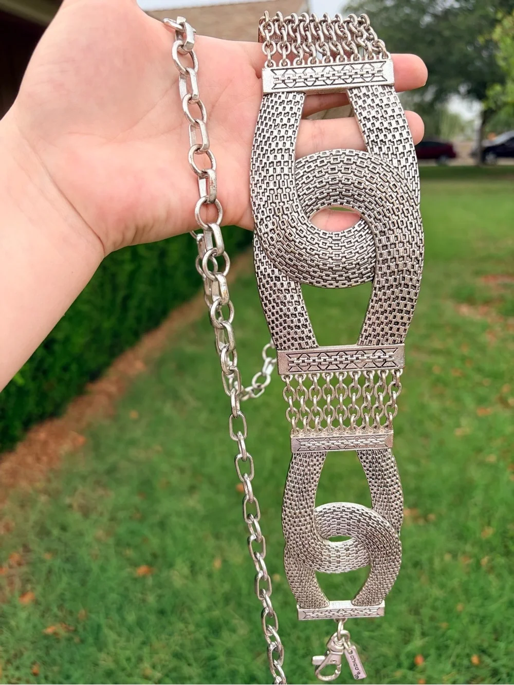 Chicos Vintage Statement Metal Belt, Y2K, Large Hip Chunky Link Chain, Retro